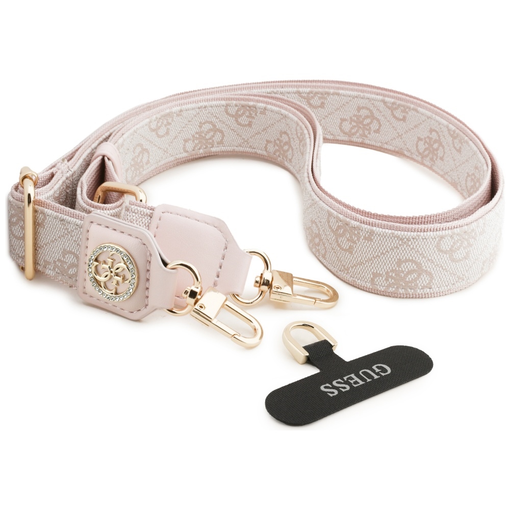 Guess Strap Tether Patch 4G Strass Metal Logo univerzální nastavitelný polyuretanová kůže 1.5m růžová