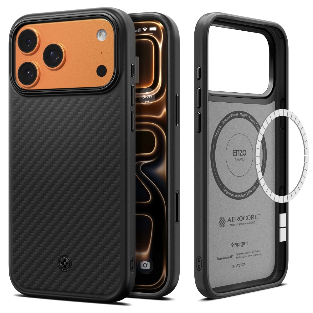 Spigen Enzo Aramid "T" MagSafe pro iPhone 17 Pro Max černá