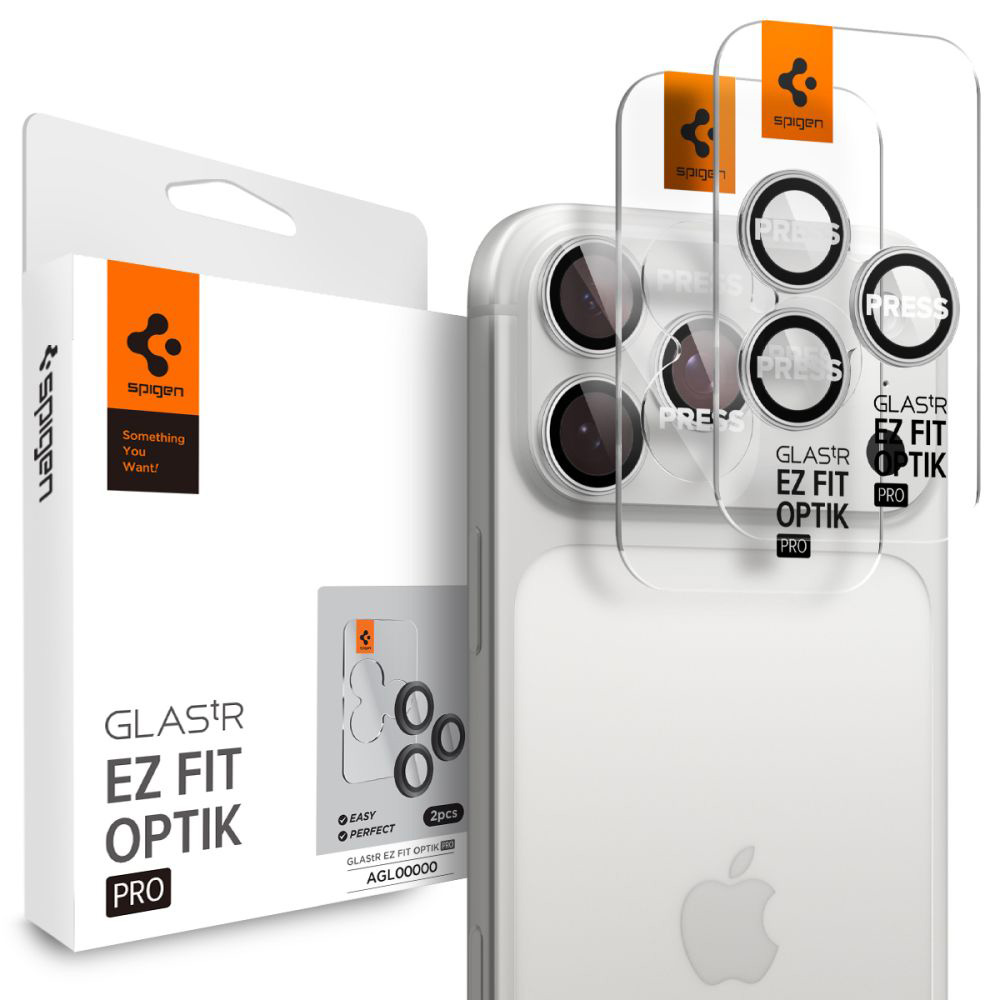 Spigen Optik.tR EZ Fit Pro sklo na kameru 2 ks iPhone 17 Pro Max stříbrná