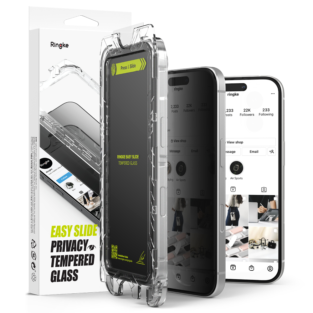 Ringke Easy Slide privátní tvrzené sklo 2 kusy pro iPhone 16 iPhone 15