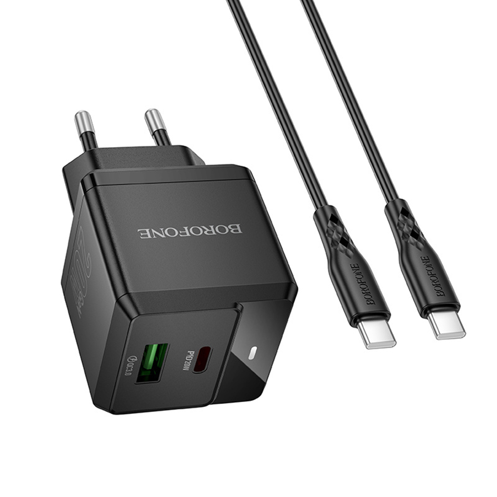 Borofone Intenso BN19 nástěnná nabíječka USB Type-C PD20W QC3.0 černá