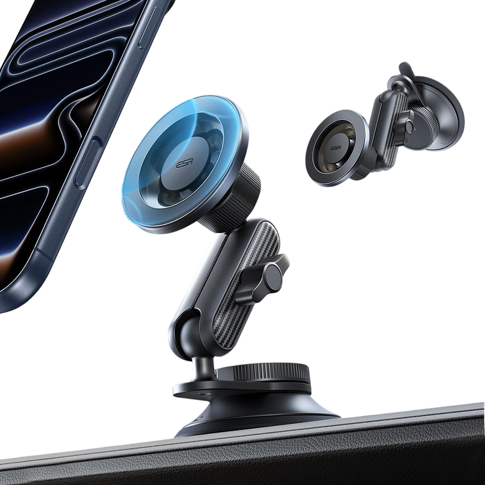 ESR držák do auta OmniLock na palubní desku magnetický 360° černý karbon