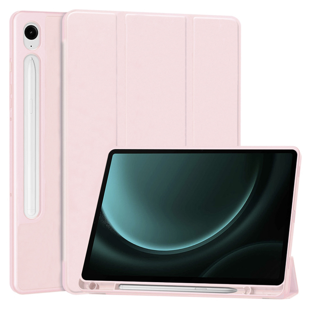 Techsuit Flex Trifold s držákem na tužku Samsung Galaxy Tab S9 S9 FE S10 FE růžový