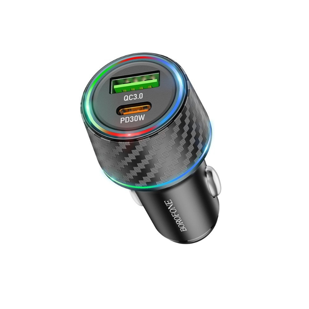 Borofone nabíječka do auta Brilliant BZ21 USB Type-C PD30W QC3.0 48W černá