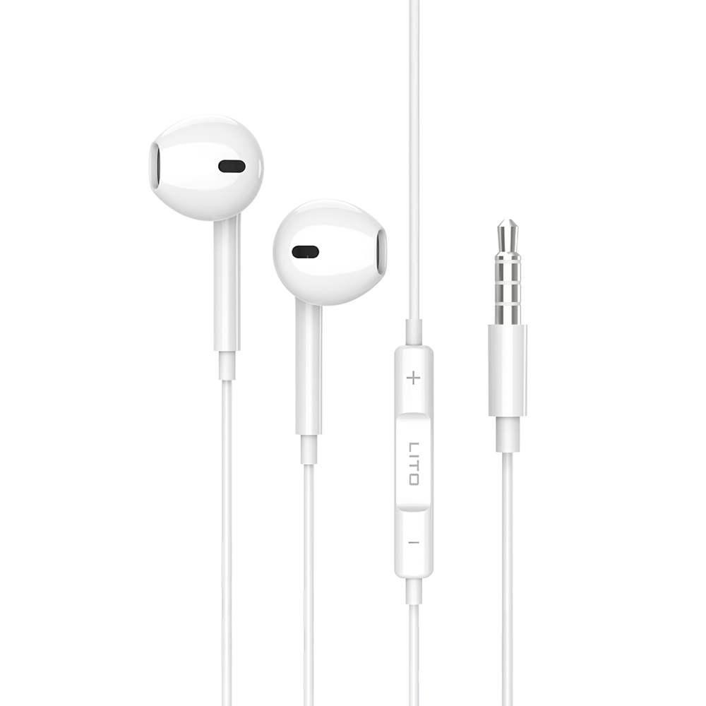 Lito LF01A drátová sluchátka jack 3.5mm s HD mikrofonem bílá