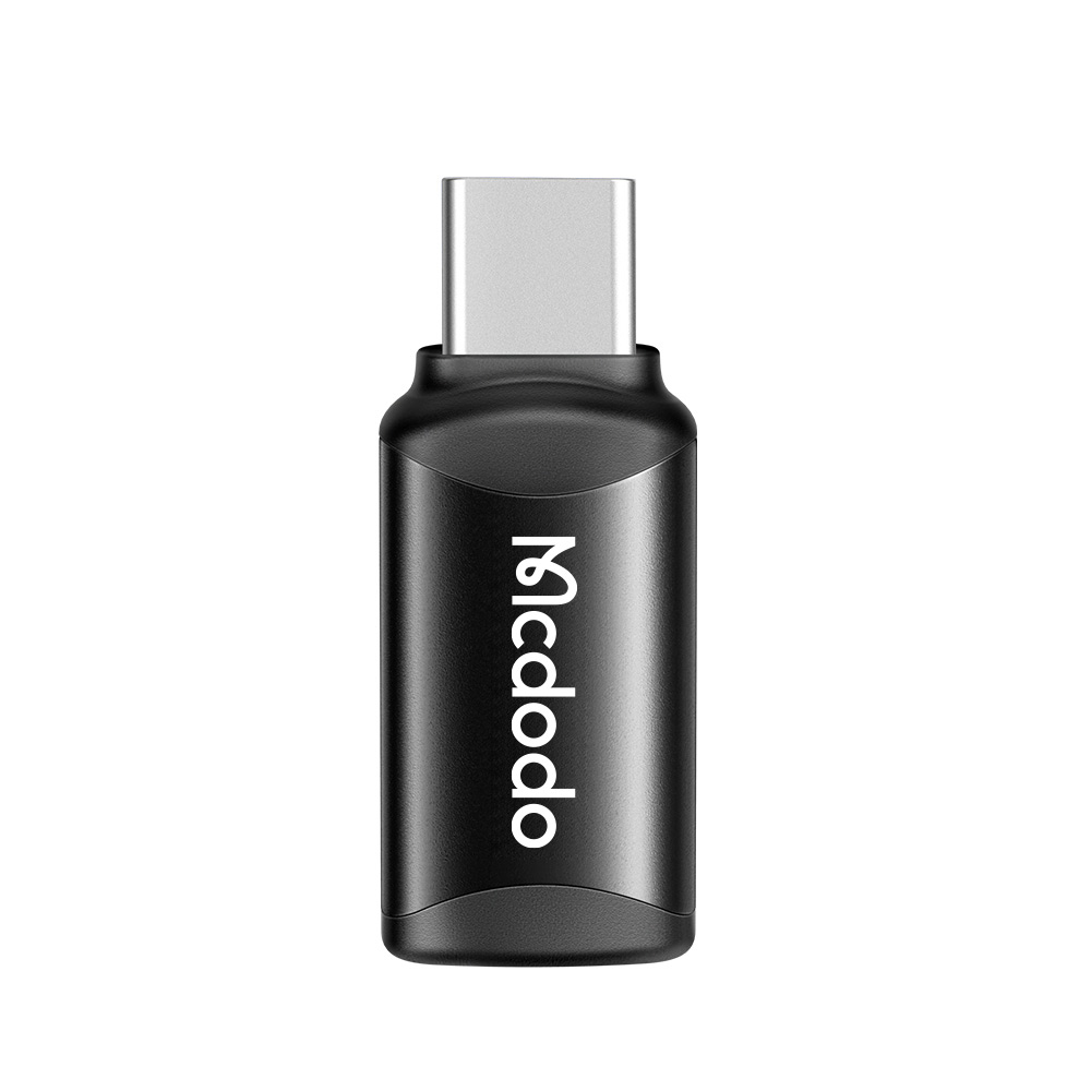 Mcdodo - OTG adaptér (OT-7700) - Lightning na Type-C, hliníková slitina, nabíjení a synchronizace dat, 3A - černá