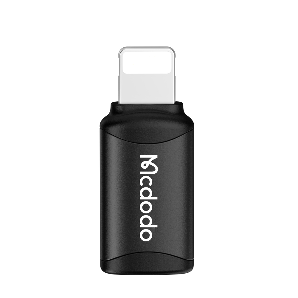 Mcdodo - OTG adaptér (OT-7680) - Type-C na Lightning, hliníková slitina, nabíjení a synchronizace dat, 3A - černá