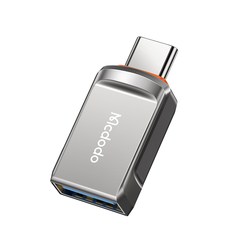 Mcdodo – OTG adaptér (OT-8730) – USB na Type-C, slitina zinku, 5,0 Gbps – tmavě šedá