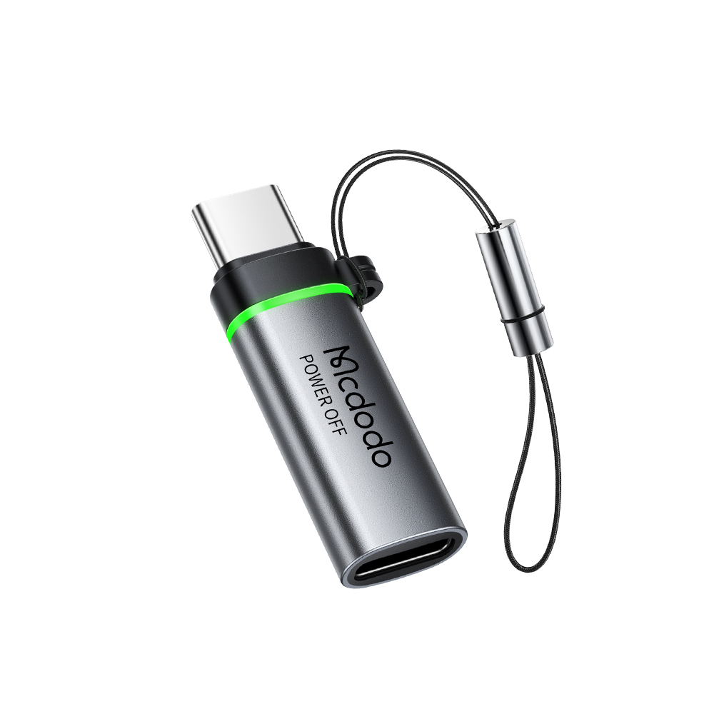 Mcdodo - adaptér s automatickým vypnutím (OT-6010) - Lightning na Type-C, 60W, 3A, 480Mbps, nabíjení a synchronizace dat, s poutkem - černý
