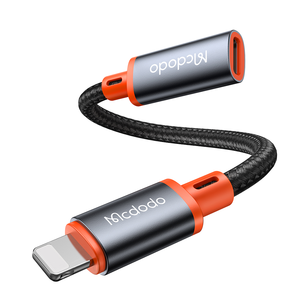 Mcdodo - OTG adaptér (CA-1440) - Type-C na Lightning, 2A, 480Mbps, audio, hliníková slitina, nylon - černá