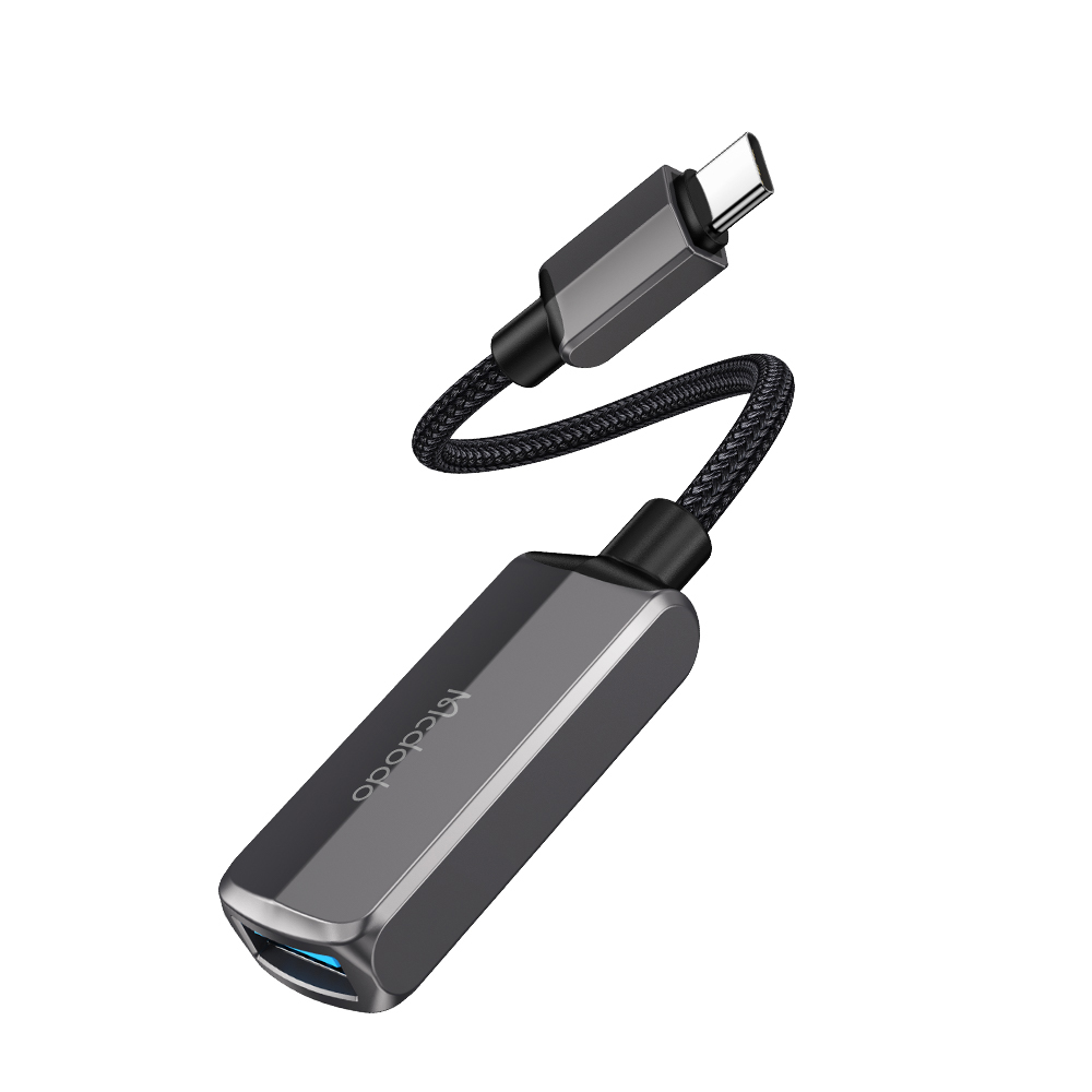 Mcdodo - OTG adaptér (CA-2830) - Type-C na Type-C, USB, hliníková slitina, nylon, 3A, 60W, 13cm - tmavě šedá