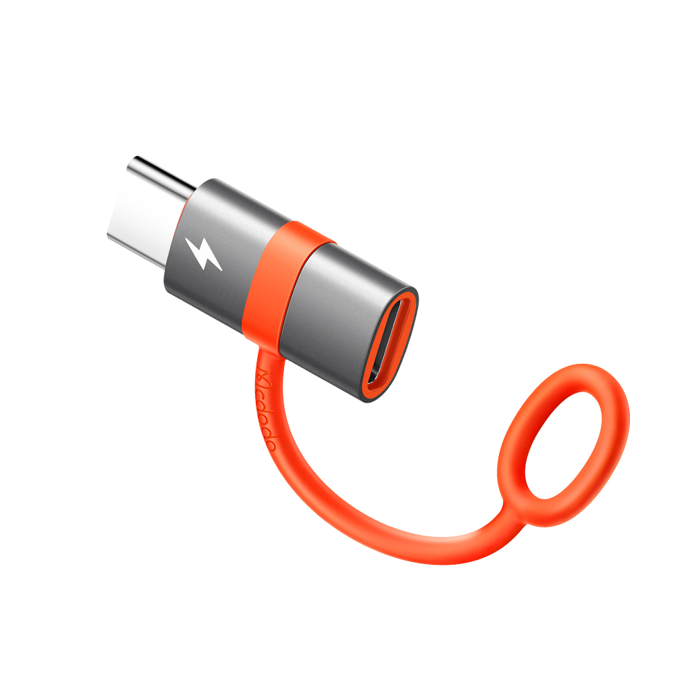 Mcdodo – adaptér (OT-5530) – se silikonovým háčkem, hliníková slitina, lightning na USB-C, 3A, 60W přenosný design – šedá