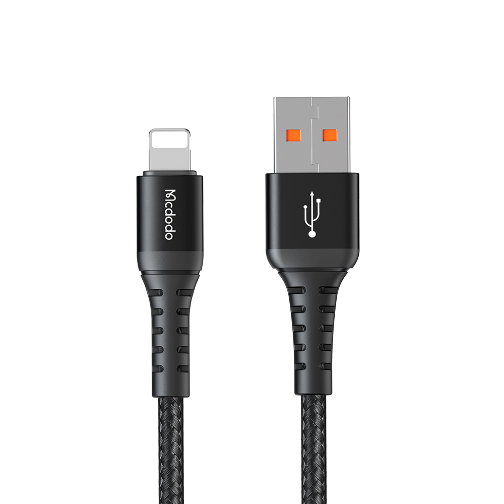 Mcdodo – datový kabel (CA-2261) – USB na Lightning, nylonové opletení, hliníková slitina, 3A, 1m – černý