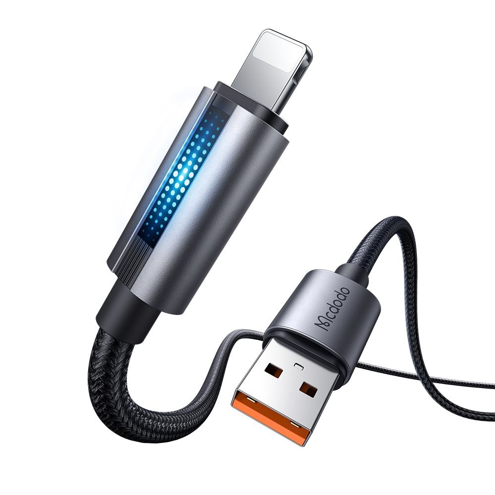 Mcdodo – datový kabel (CA-5660) – s dýchacím světlem, USB-A na Lightning, 3A, 1,2m – černý