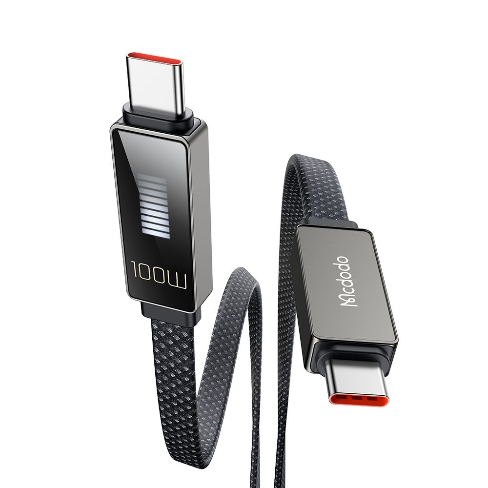 Datový kabel Mcdodo Rythm Series (CA-4470) – Type-C na Type-C, 100W, LED displej, PD rychlonabíjení, 1.2m – černý