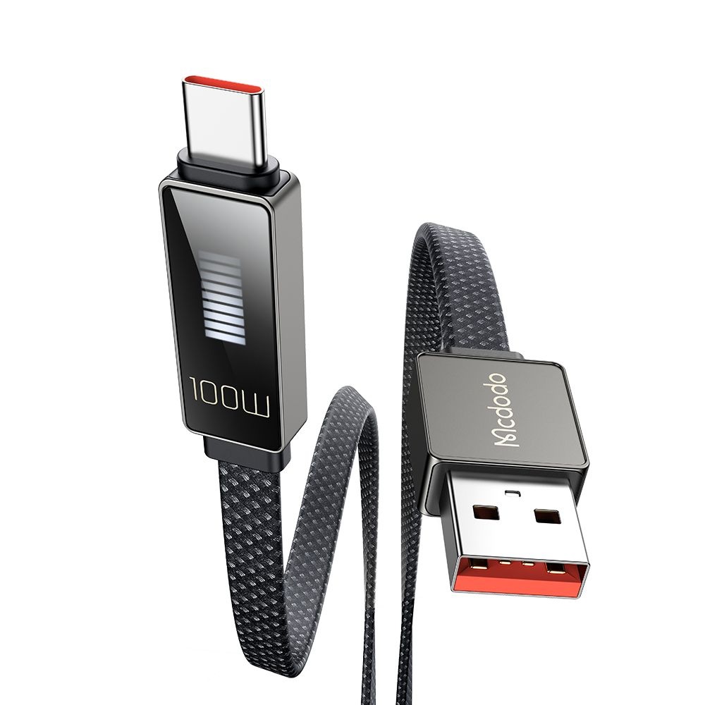Mcdodo – datový kabel řady Rythm (CA-4980) – USB-A na Type-C, 6A, LED displej, rychlonabíjení, 1,2m – černý