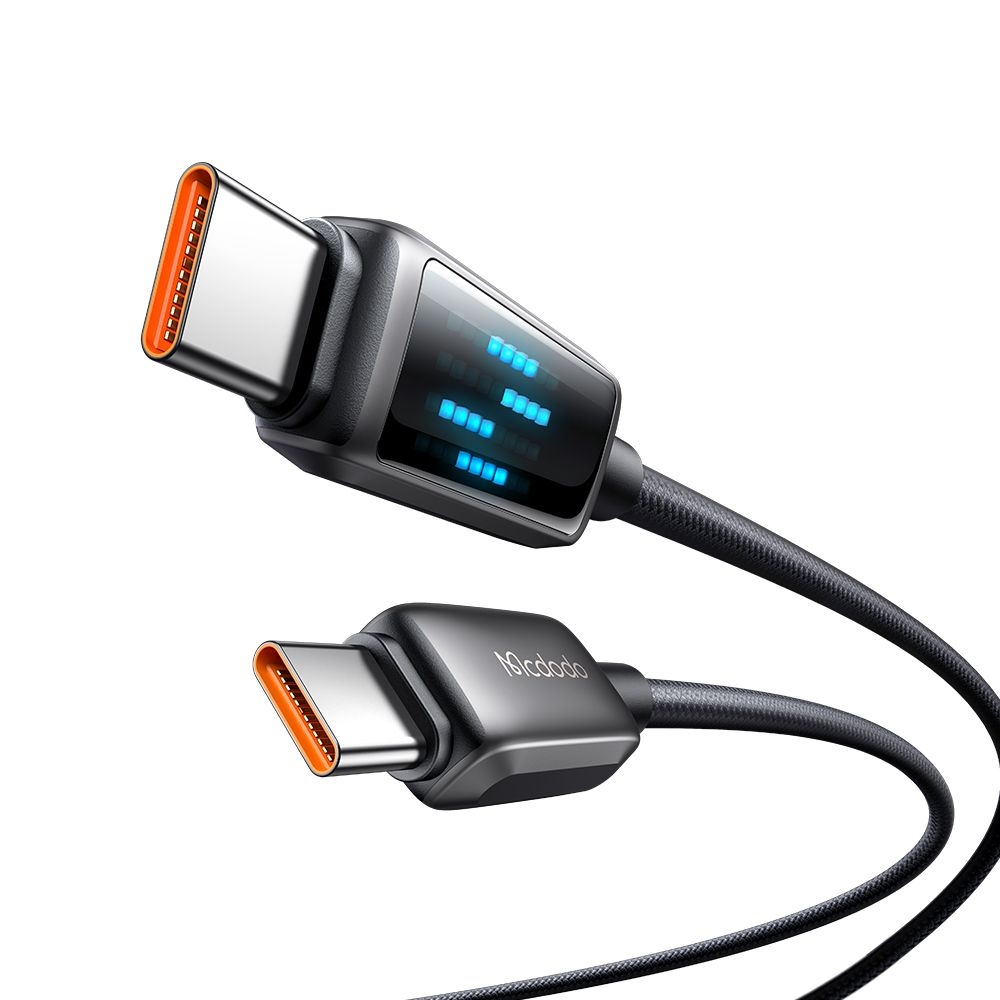 Mcdodo – datový kabel (CA-4250) – USB-C na USB-C, 100W, LED displej, rychlé nabíjení PD, 1,2m – černý