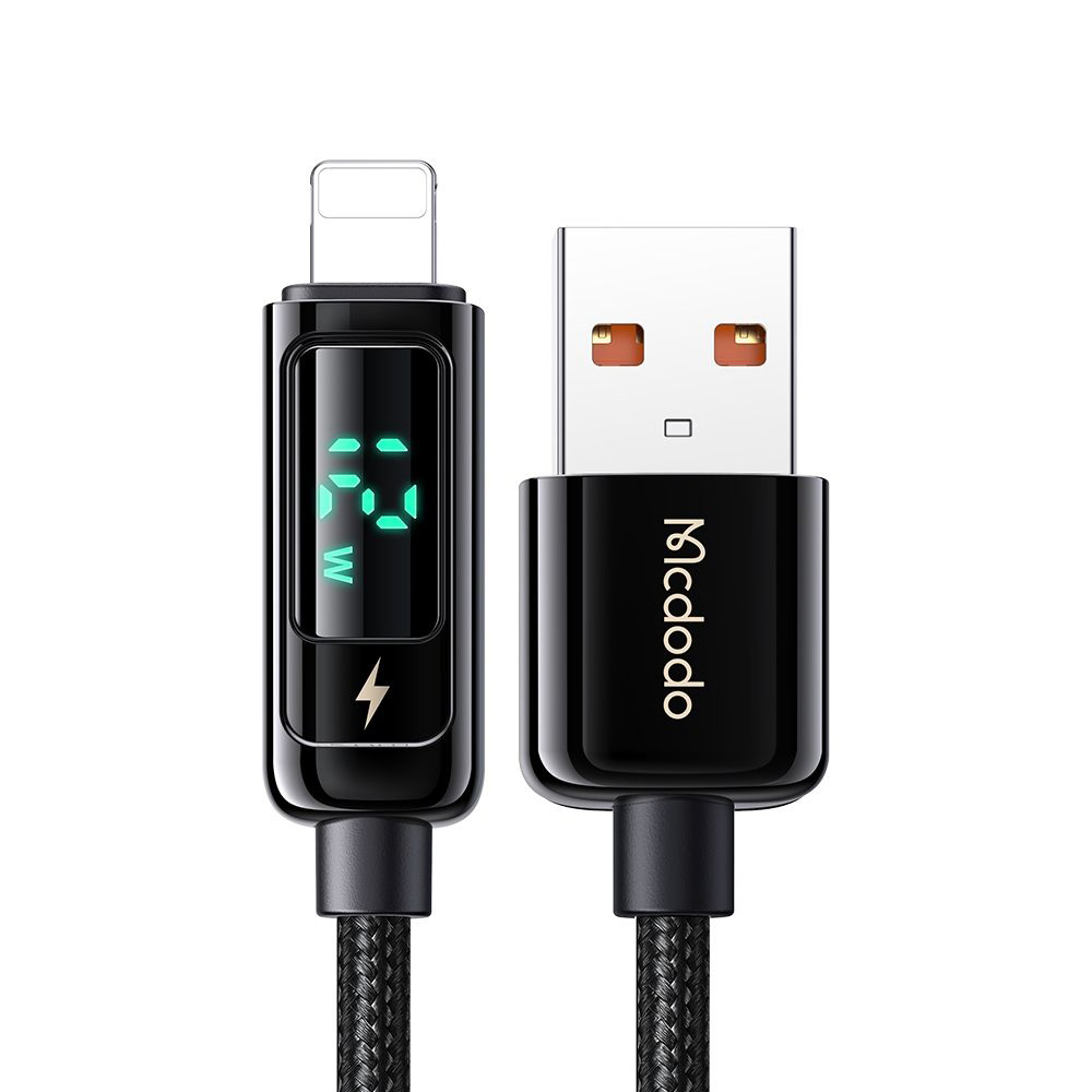 Mcdodo – datový kabel (CA-9940) – USB-A na Lightning, 3A, digitální displej, 1,2m – černý