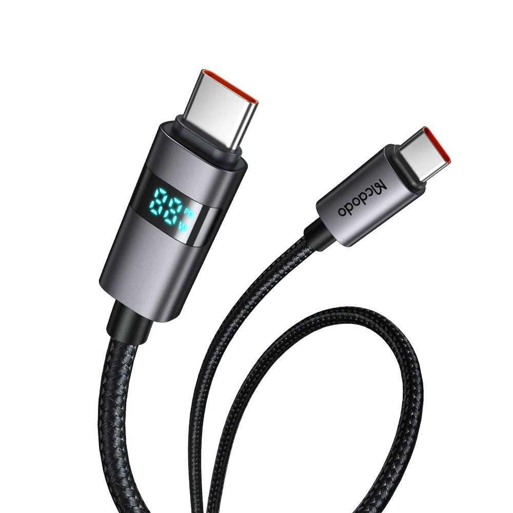 Mcdodo – datový kabel (CA-5610) – USB-C na USB-C, LED displej, 100W, rychlé nabíjení, 1,2m – černý