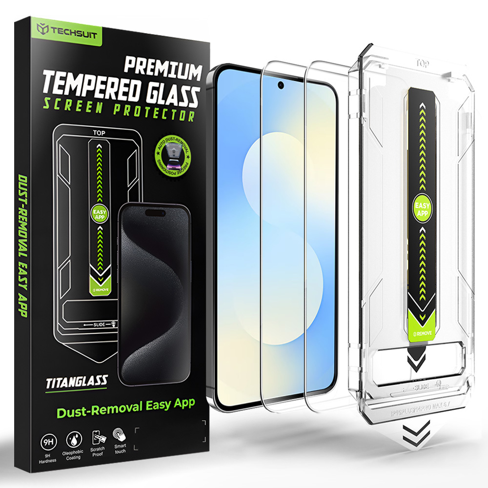 Techsuit - [kompatibilní s odemykáním otiskem prstu] TitanGlass CrystalHD (2 balení) - Samsung Galaxy S25 FE - čirý