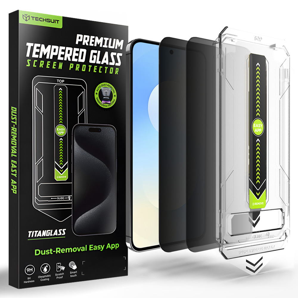 Techsuit - [kompatibilní s odemykáním otiskem prstu] TitanGlass CrystalHD (2 balení) - Samsung Galaxy S25 FE - Privacy