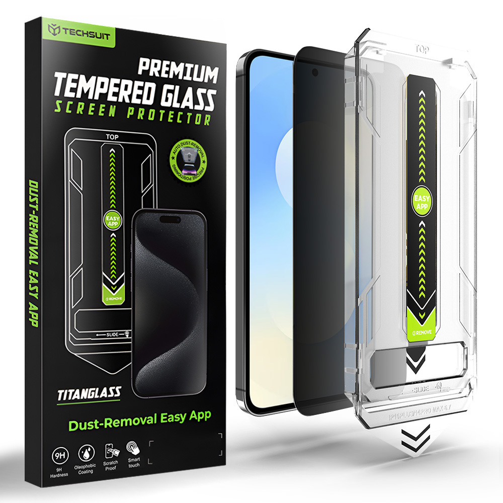 Techsuit - [kompatibilní s odemykáním otiskem prstu] TitanGlass CrystalHD - Samsung Galaxy S25 FE - Privacy