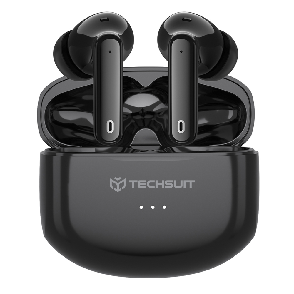 Techsuit - bezdrátová sluchátka Premium Audira Pro (CW1) - Bluetooth V5.4, 300mAh, dotykové ovládání, aktivní potlačení hluku, 4 mikrofony - černá