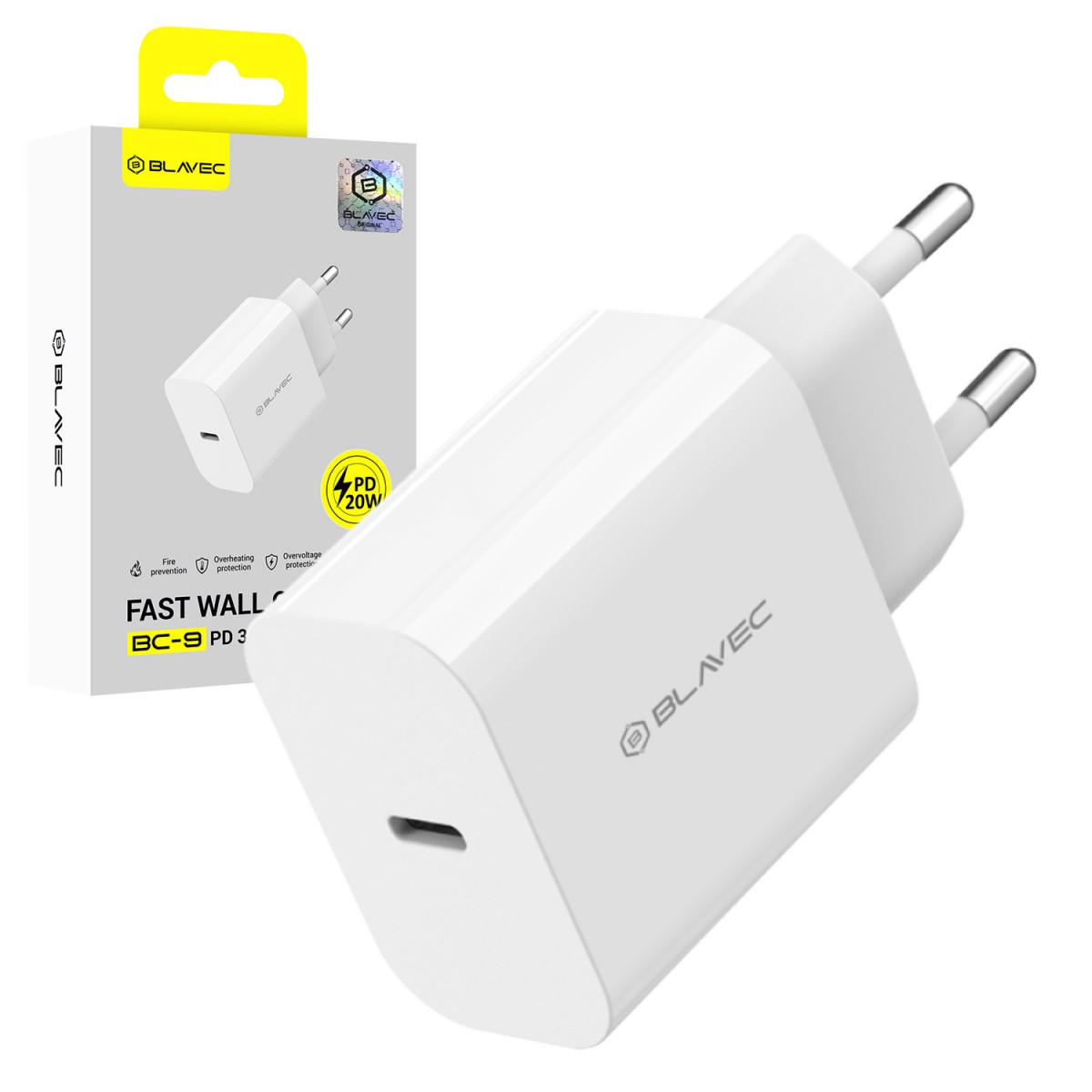 Adaptér Blavec BC-9 – typ C – PD 20W 3A (TCBC9-CW203A) bílý