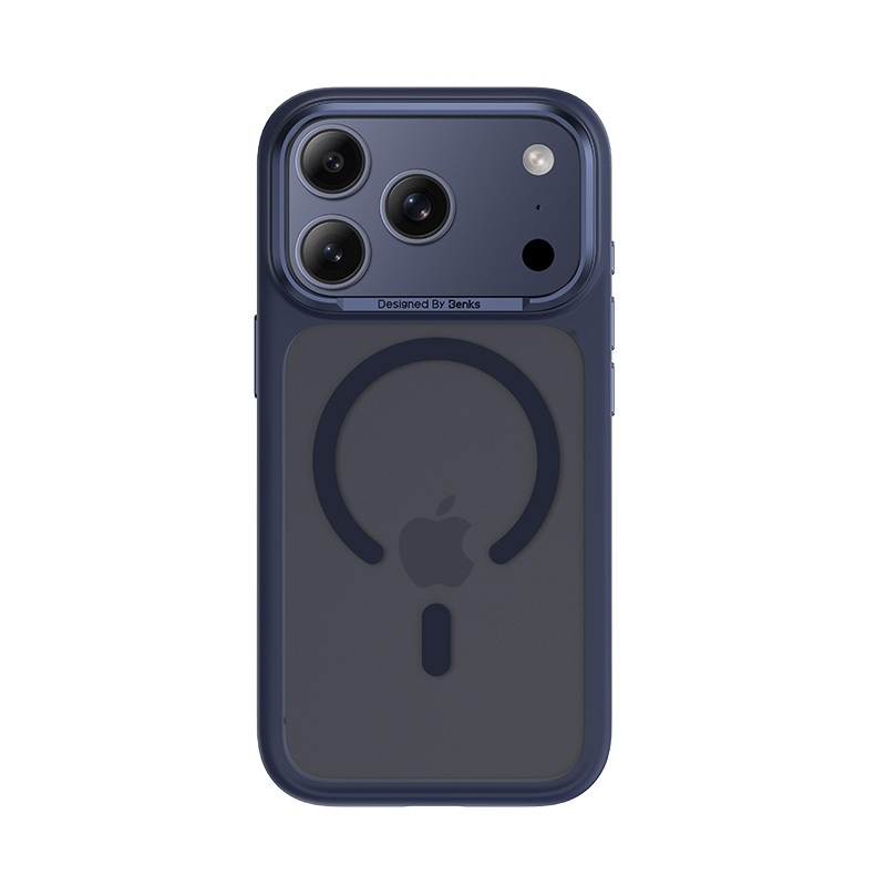 Magnetické pouzdro Benks Mist s kovovým rámem pro iPhone 17 Pro (s tlačítkem pro ovládání fotoaparátu), modré