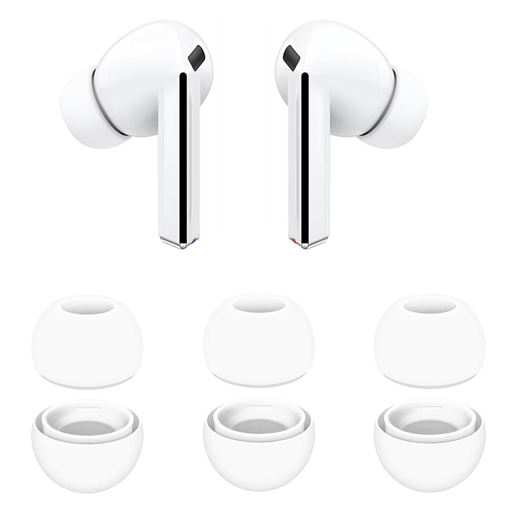 Techsuit - (balení 3 ks) náhradní špunty AirVibe (ET3) - pro Samsung Galaxy Buds 3 Pro, prémiový silikon velikosti S, M, L - bílé