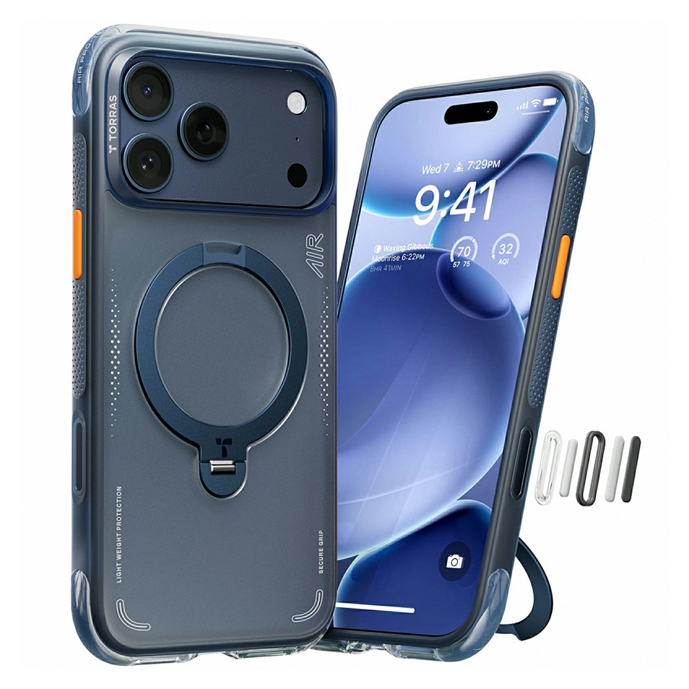 Torras – Ostand Spin Air Series – iPhone 17 Pro Max – půlnoční modrá