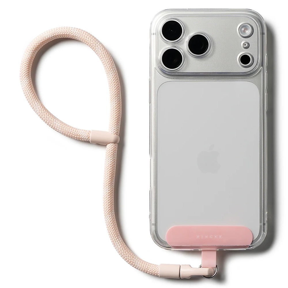 Ringke - univerzální držák s popruhem na ruku Link Flow P-Type - šňůrka na krk pro pouzdra na telefony, nastavitelná - Candy Pink