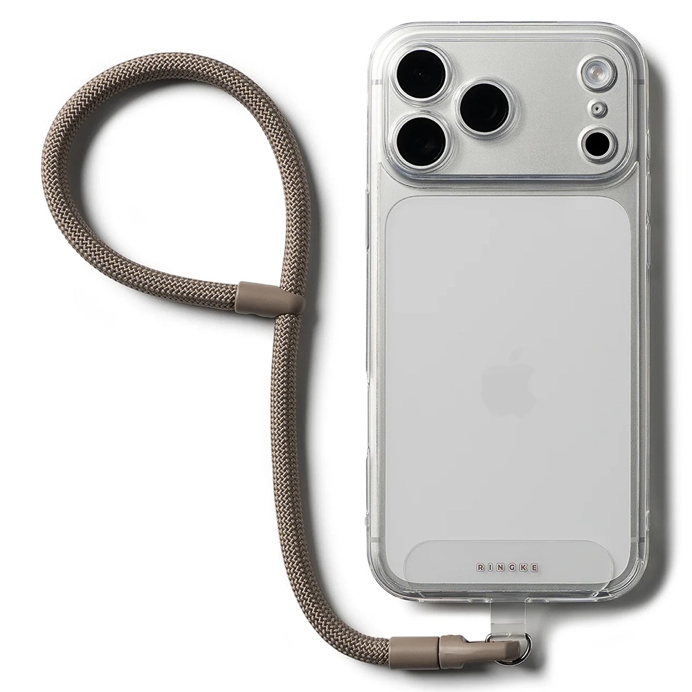 Ringke - univerzální držák, řemínek na ruku Link Flow P-Type - popruh přes rameno pro pouzdra na telefony, nastavitelný - Mocha Mousse