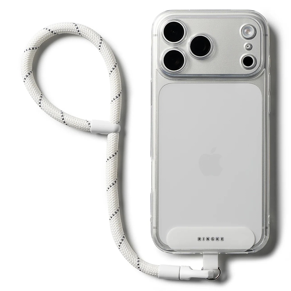 Ringke - univerzální držák s popruhem na ruku Link Flow P-Type - popruh přes rameno pro pouzdra na telefony, nastavitelný - Cloud White
