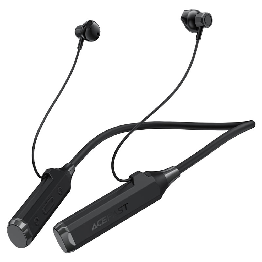 Acefast - Bluetooth sluchátka (N6) - pro sport, za hlavu, s nákrčníkem, Bluetooth 5.4, IPX4, slot na TF kartu, 1000mAh - černá