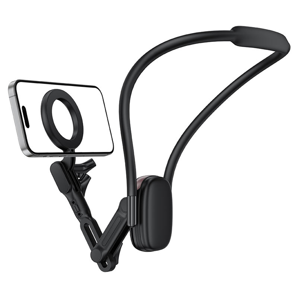 Acefast - držák telefonu na krk (E32) - magnetický úchyt pro GoPro, telefon, 360° nastavitelný, bezpečné uchycení, silné magnety - černý