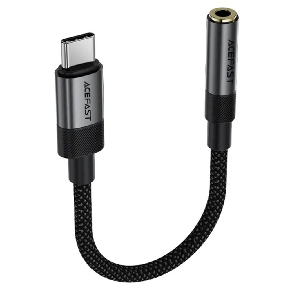 Acefast – audio adaptér (J12) – USB-C (samec) na 3,5mm jack (samice), plug & play, věrný zvuk, bez zpoždění, 15 cm – černý