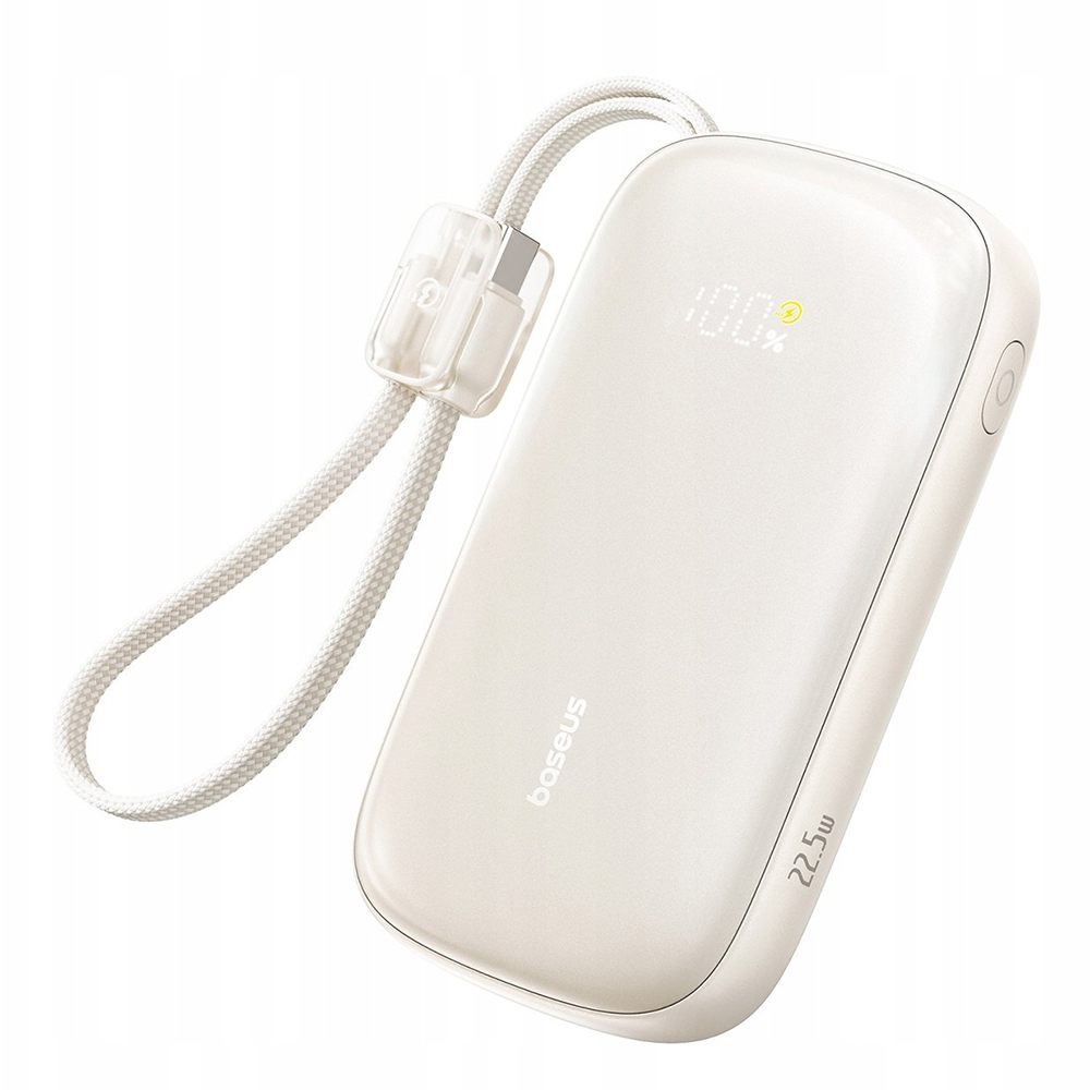 Baseus – powerbanka EnerFill FC21 Qpow 3 Ultra (E0027L01) – odpojitelný kabel, 10000mAh, 22.5W, USB, USB-C – Natural Titanium