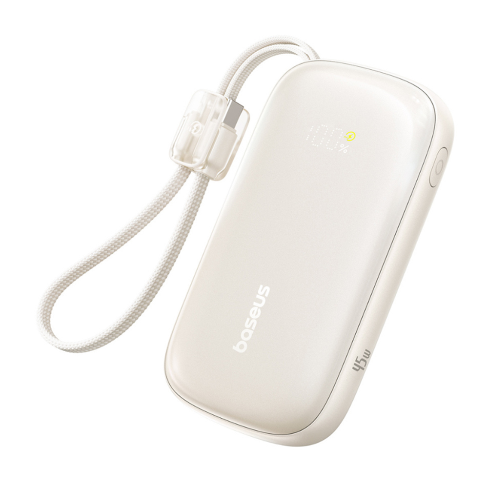 Baseus – powerbanka EnerFill FC21 Qpow 3 Ultra (E0027Q01) – odpojitelný kabel, 10000mAh, 45W, USB, USB-C – Natural Titanium