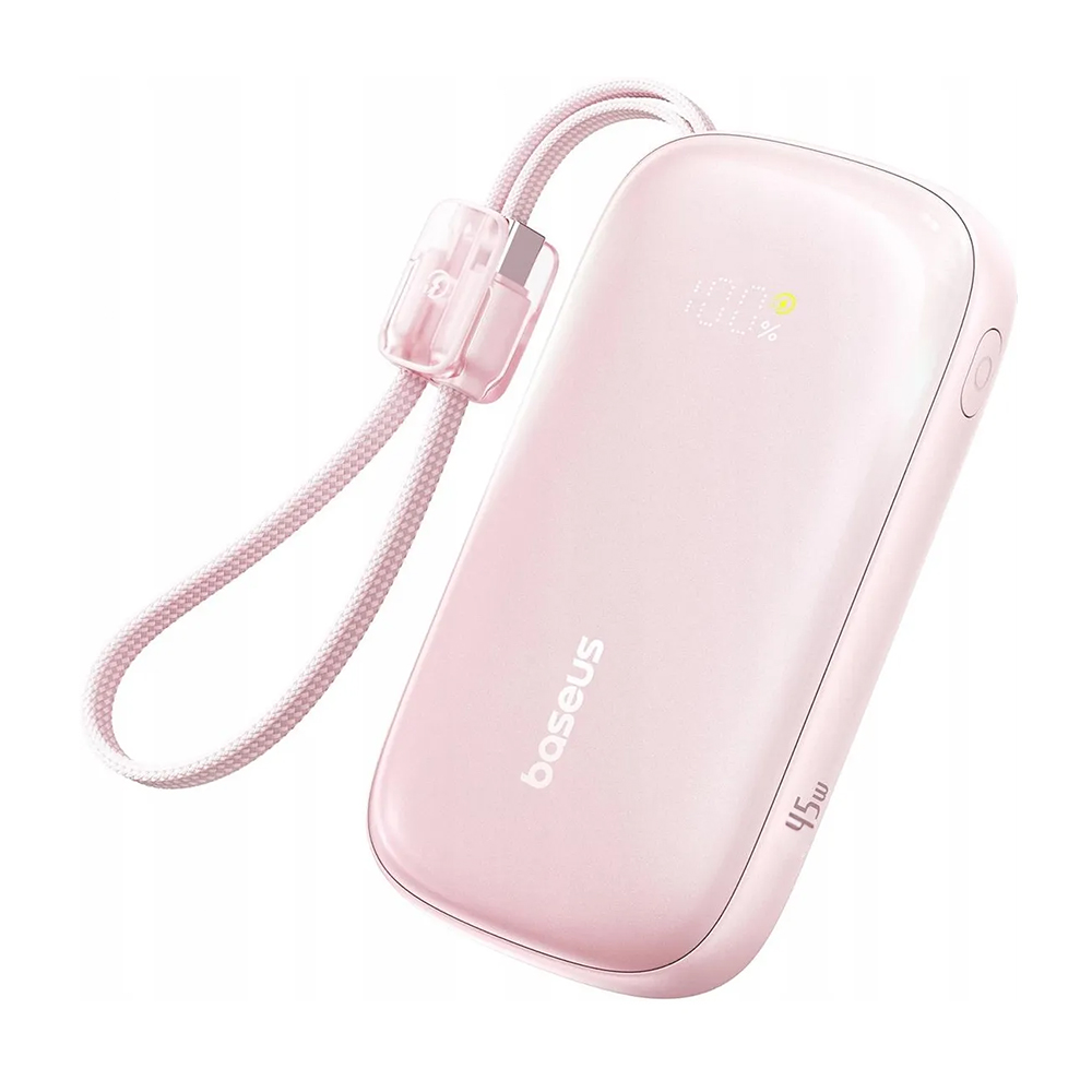 Baseus - powerbanka EnerFill FC21 Qpow 3 Ultra (E0027Q02) - odpojitelný kabel, 10000mAh, 45W, digitální displej - Nebula Pink