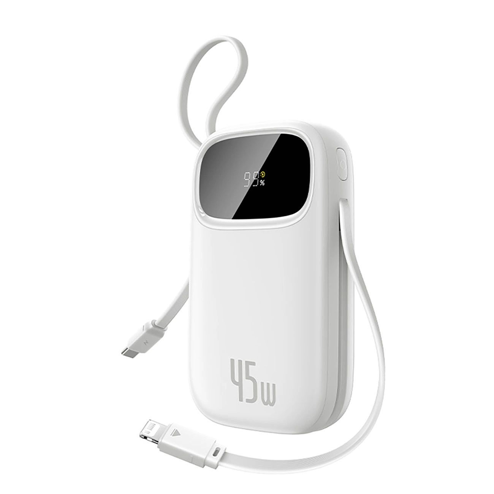 Baseus – powerbanka EnerFill FC31 Qpow 3 (E0028D01) – USB-C/Lightning kabely, 20000mAh, 45W, digitální displej – Moon White