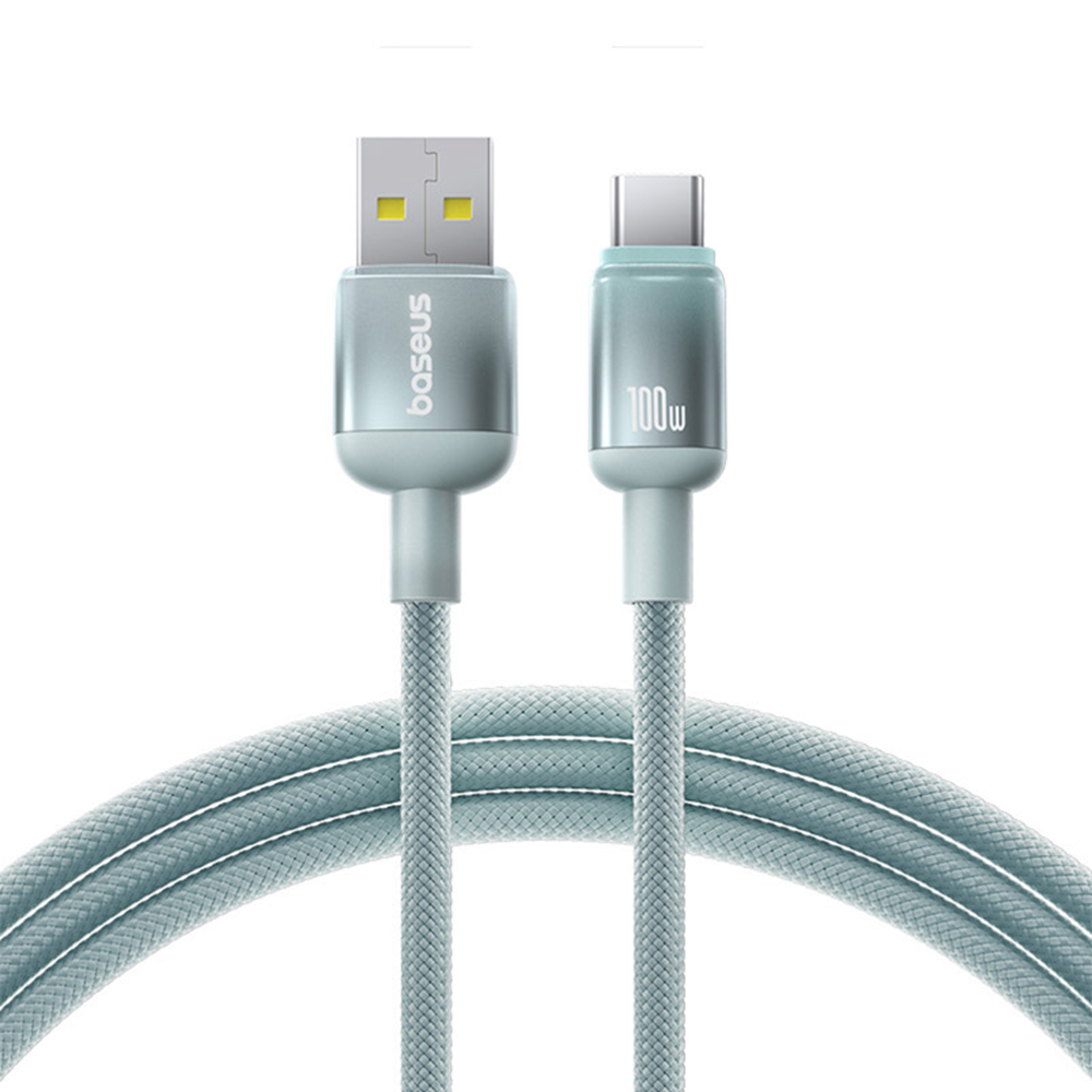 Datový kabel Baseus Discolor Series (E0420801) – USB na Type-C, opletený nylonový kabel, 480 Mb/s, 100 W, 2 m – modrozelený