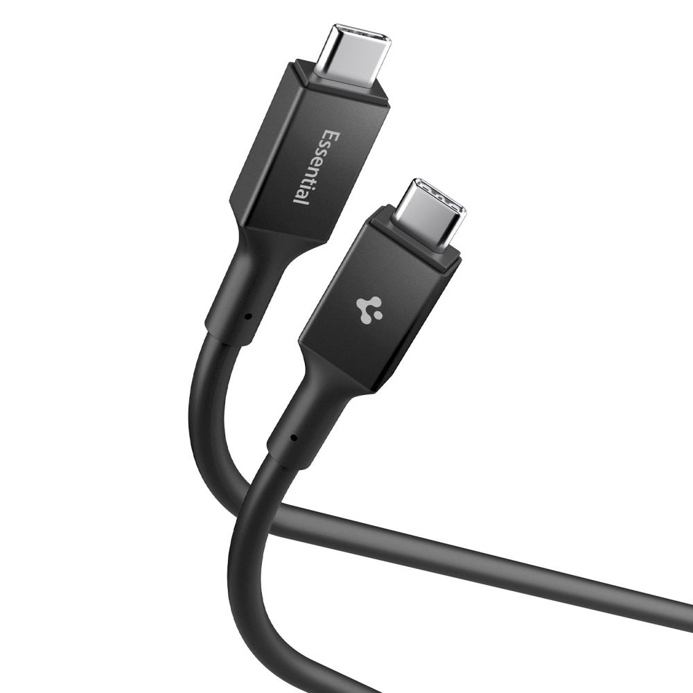 Spigen - datový kabel Essential (EB10020CC) - rychlonabíjení, Type-C na Type-C, 100W, 5Gbps, čip E-Marker, 2m - černý