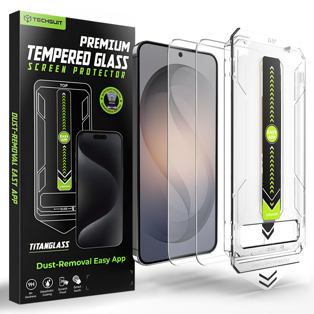 Techsuit - [kompatibilní s odemykáním otiskem prstu] TitanGlass CrystalHD (2 balení) - Samsung Galaxy S26 - čirý