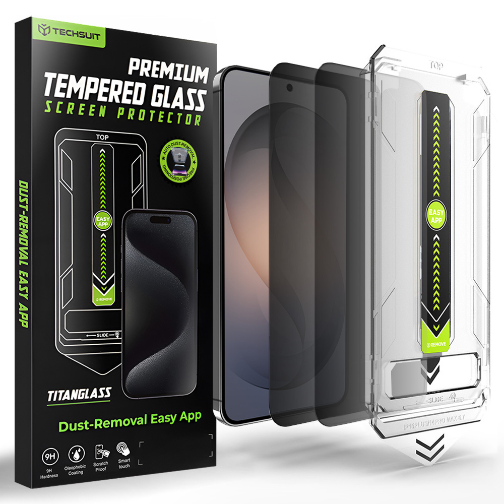 Techsuit - [kompatibilní s odemykáním otiskem prstu] TitanGlass CrystalHD (2 kusy) - Samsung Galaxy S26 - Soukromí
