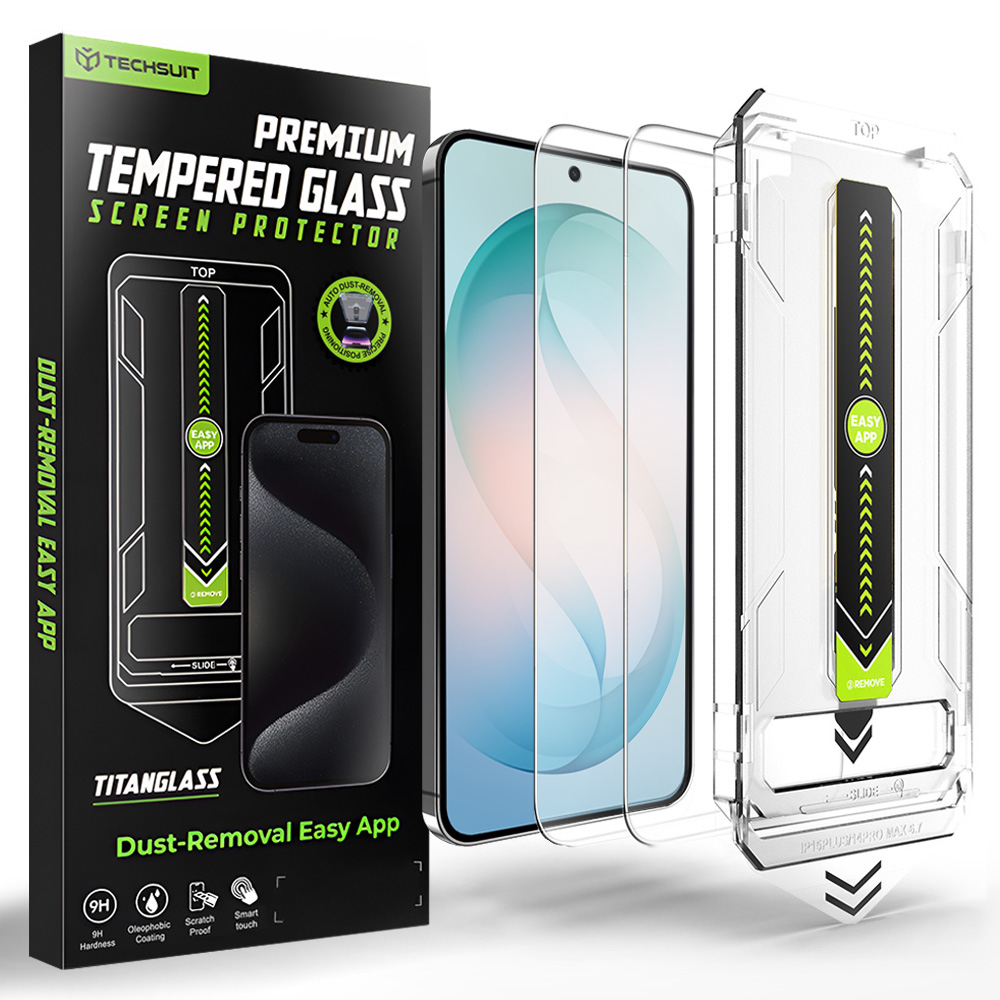 Techsuit - [kompatibilní s odemykáním otiskem prstu] TitanGlass CrystalHD (2 balení) - Samsung Galaxy S26 Plus - čirý
