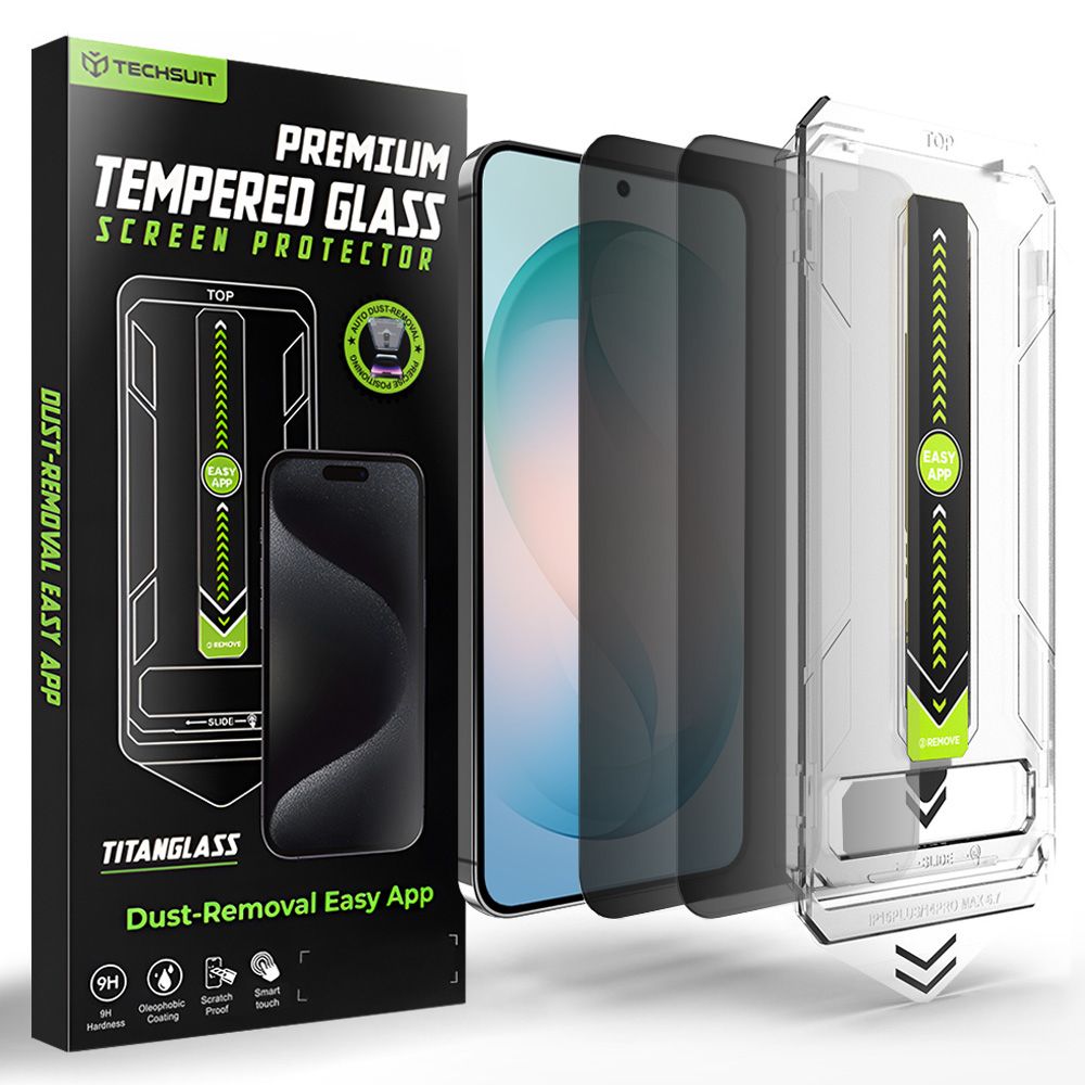 Techsuit - [kompatibilní s odemykáním otiskem prstu] TitanGlass CrystalHD (2 balení) - Samsung Galaxy S26 Plus - soukromí