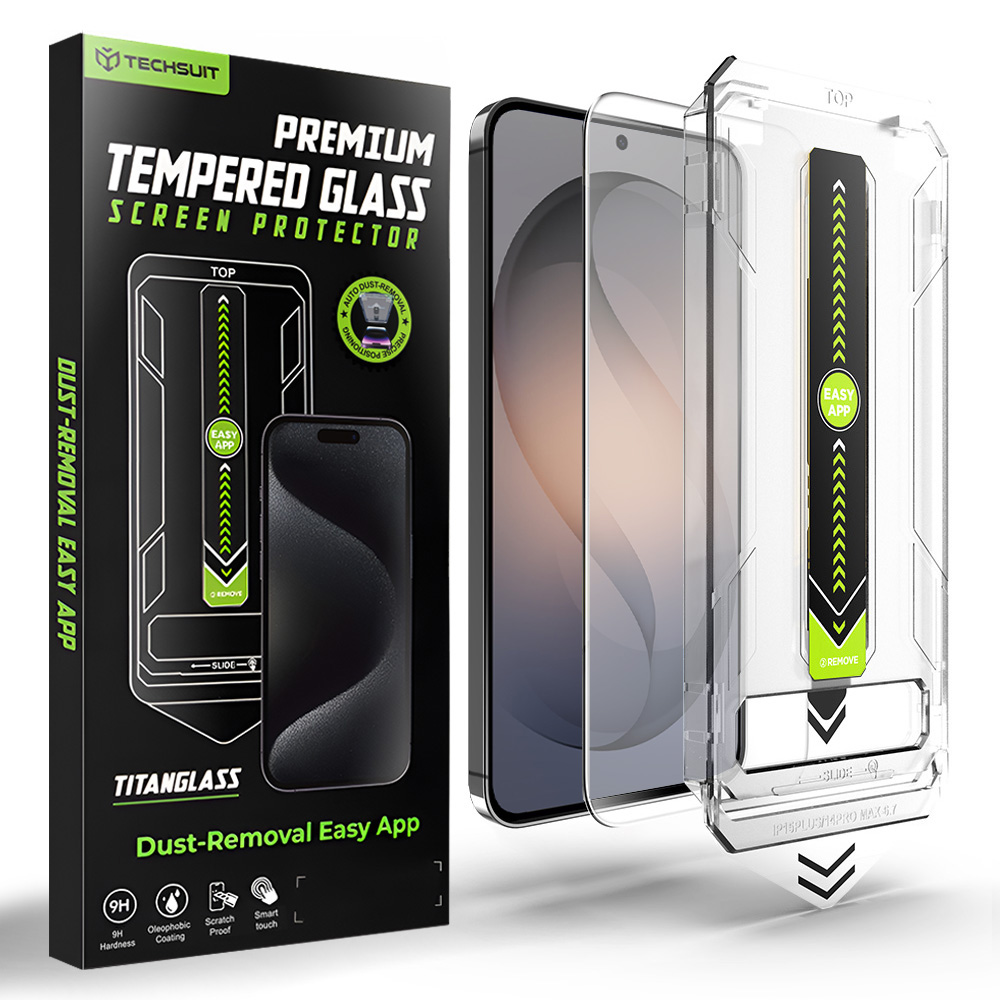 Techsuit - [kompatibilní s odemykáním otiskem prstu] TitanGlass CrystalHD - Samsung Galaxy S26 - čirý