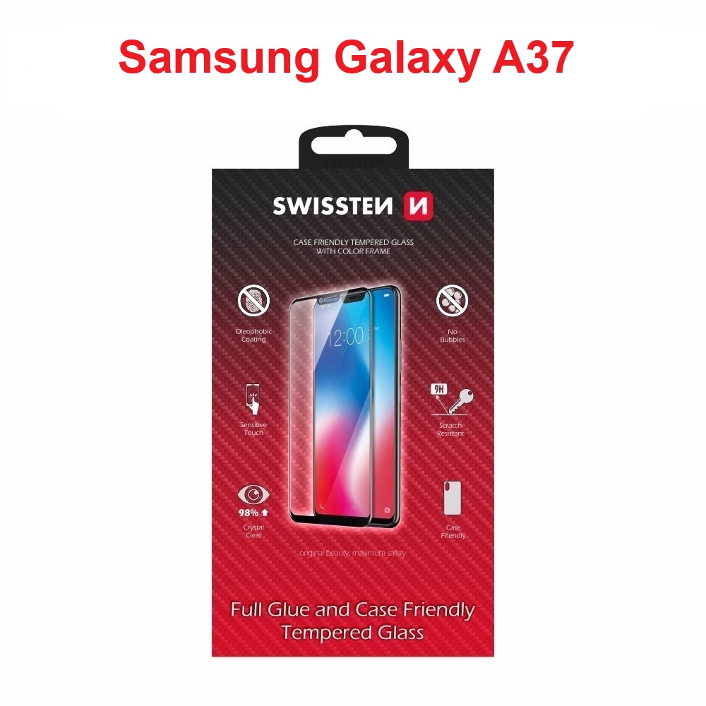 Tvrzené sklo Swissten full glue, color frame, case friendly pro Samsung Galaxy A37 5G černé
