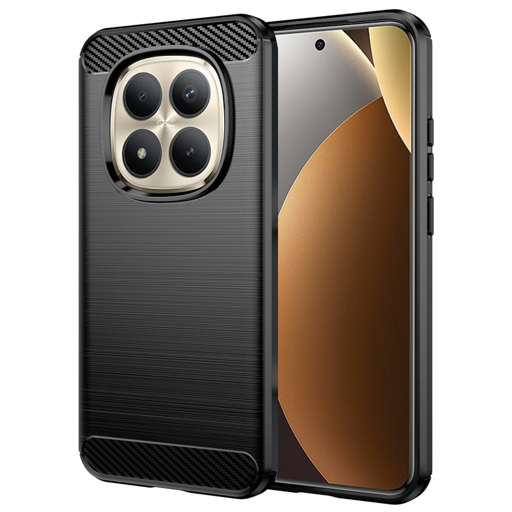 Techsuit karbonové silikonové pouzdro pro Xiaomi Redmi Note 15 Pro+ 5G / Poco M8 Pro 5G, černá